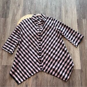 Beluva San Francisco pink & black plaid lagenlook shirt‎ art to wear made in USA